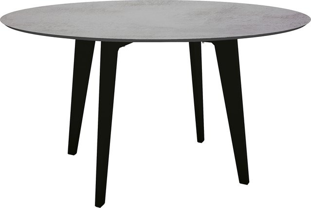 Stern Tisch Silverstar 2.0 mit Tischplatte Zement hell, Durchmesser: 134 cm, Aluminium schwarz matt - Bild 1