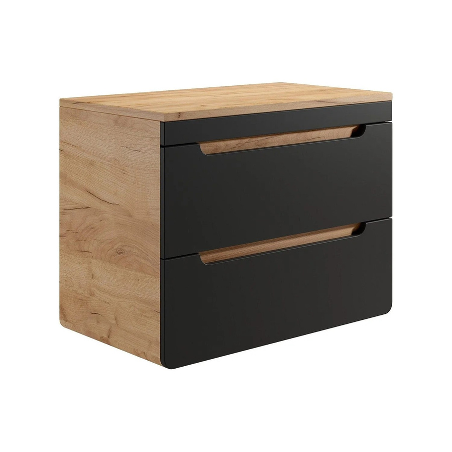 Waschbeckenunterschrank Aruba Vente-unique in Anthrazitgrau und Naturfarben Hell, Breite: 80 cm - Bild 2