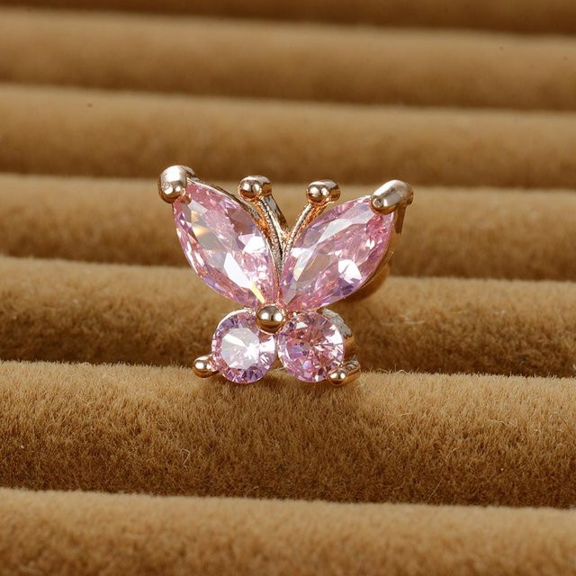 TuiYing Ohrringe Edelstahl, Schmetterling, Rosa Zirkonia, Damen - Bild 1