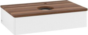 V&B Waschtischunterschrank Antao mit Frontstruktur und Beleuchtung, Farbe: Weiß/Walnuss, B/T/H: 80 x 50 x 19 cm - Bild 1