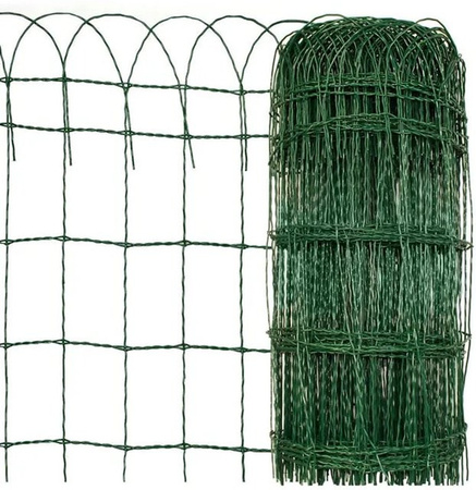 Karat Ziergeflecht Grün Zaungeflecht für die Beetbegrenzung aus Stahl und PVC, Höhe: 40 cm, Länge: 1000 cm, Maschenweite: 15 x 9 cm