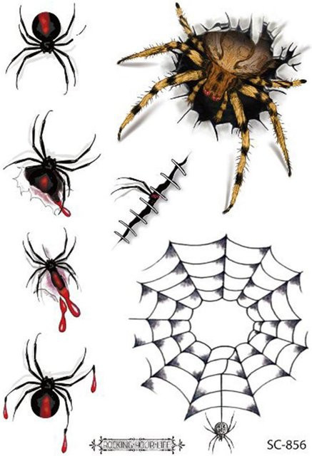 Binchi Outdoor Product Temporäres Tattoo, Spinne, Wasserdicht, Unisex - Bild 1