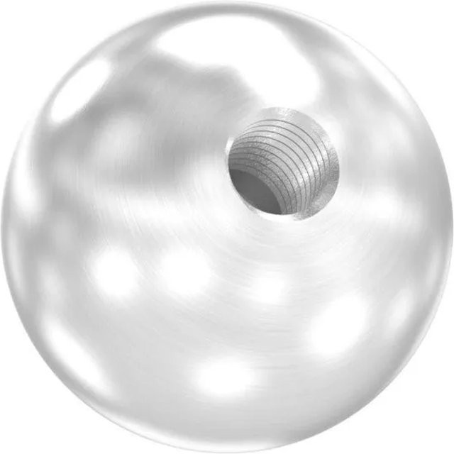 FeNau Vollkugel aus Edelstahl V2A in Silber, geschliffen Korn 240, Durchmesser: 30 mm, Gewinde M8 - Bild 1