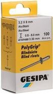 Gesipa Blindniete PolyGrip Edelstahl Durchmesser: 3,2 mm, Länge: 8,0 mm, 100 Stück - Bild 2