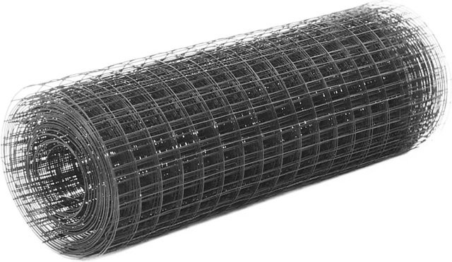 vidaXL Drahtzaun aus verzinktem Stahl mit PVC-Beschichtung in Grau, B: 10 m, H: 0,5 m - Bild 1