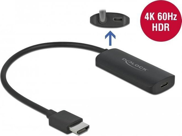 DeLOCK HDMI zu USB-C Adapter Schwarz mit Unterstützung für 4K 60 Hz und Lontium LT6711A Chipsatz, Länge: 24 cm - Bild 1