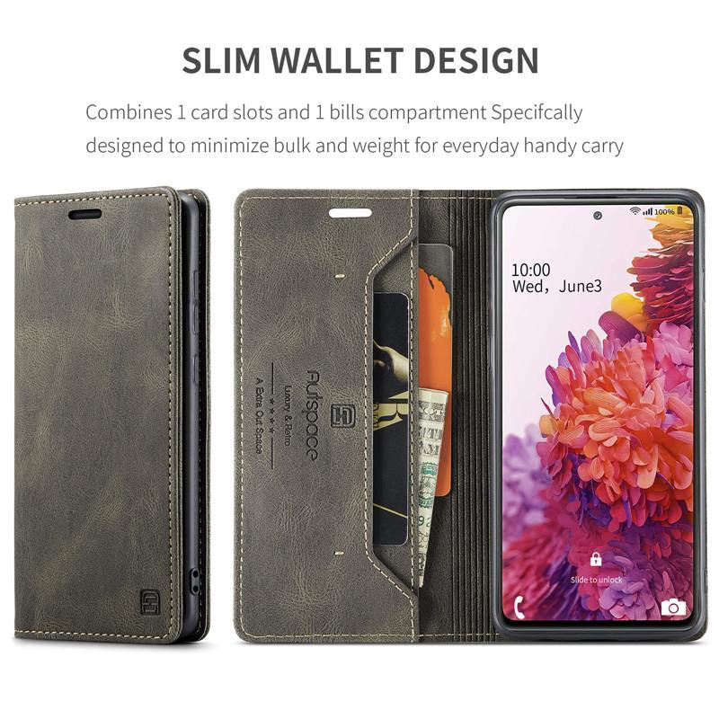 Luxus Leder Brieftasche Magnetische Klapphülle für Samsung Galaxy S20 FE 5G mit Kartenfach und Ständer in Schwarz oder Braun - Bild 2