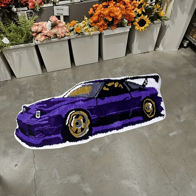 VIKAMA Rutschfeste Bodenmatte in Lila im Sportwagen-Stil für Wohnzimmer und Nachttisch, B/T: 120 x 40 cm - Bild 1
