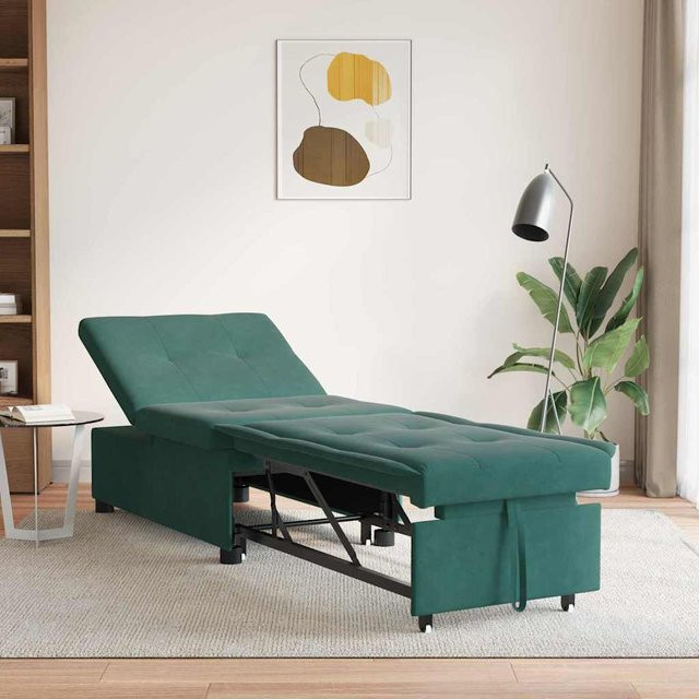 vidaXL Schlafsofa aus Samt in Dunkelgrün B/T/H: 194 x 67 x 82 cm - Bild 3