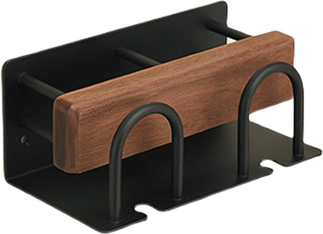 Cherish Eyes Wandmontierter Zahnbürstenhalter aus Holz und Aluminium in Schwarz mit 2 Schlitzen für elektrische Zahnbürsten - Bild 1