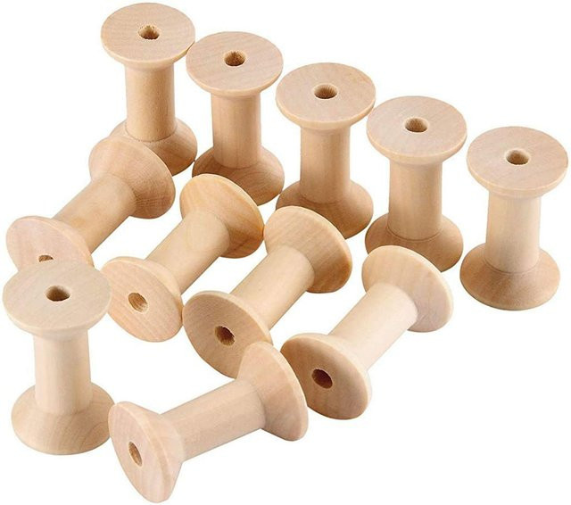24 Stück mfySpace Holz Garnspulen in Beige für Kunsthandwerk und Drahtweben - Bild 1