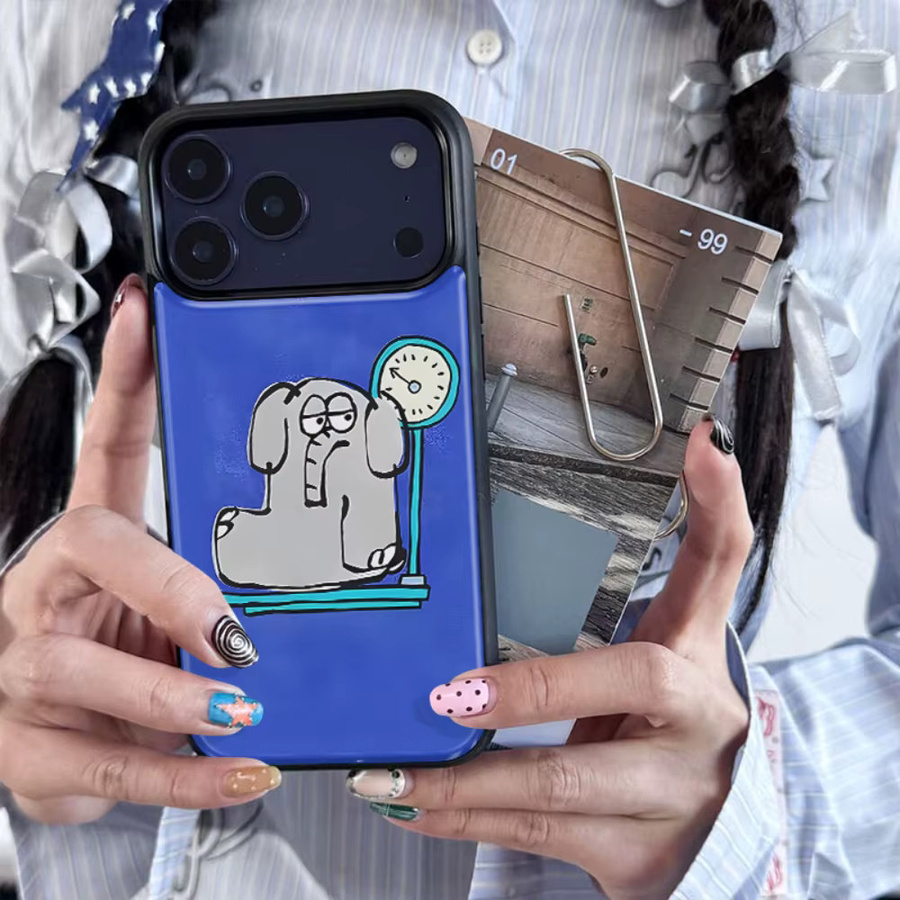 DecoPhone Handyhülle mit süßem Elefantendesign für iPhone 11 bis iPhone 17 Pro Max, AIR PLUS Epoxidharz-TPU Hülle in Schwarz oder Blau - Bild 3