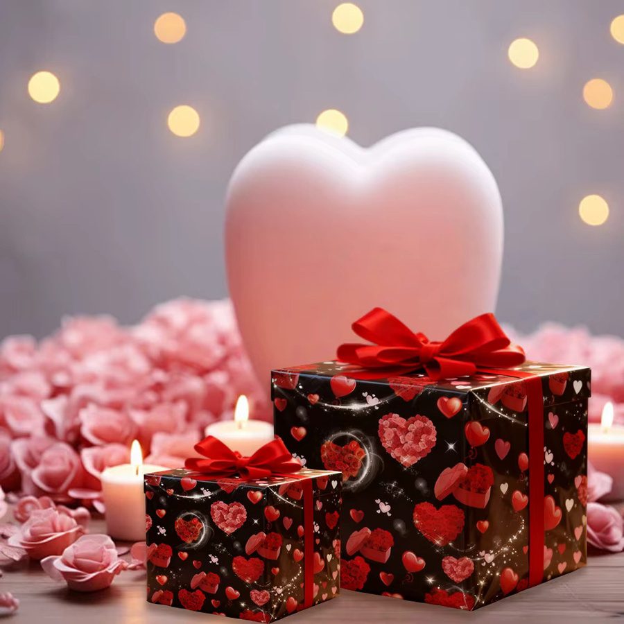 5 Stück Geschenkpapier in Rot für Valentinstag, Muttertag und Geburtstag - Bild 2
