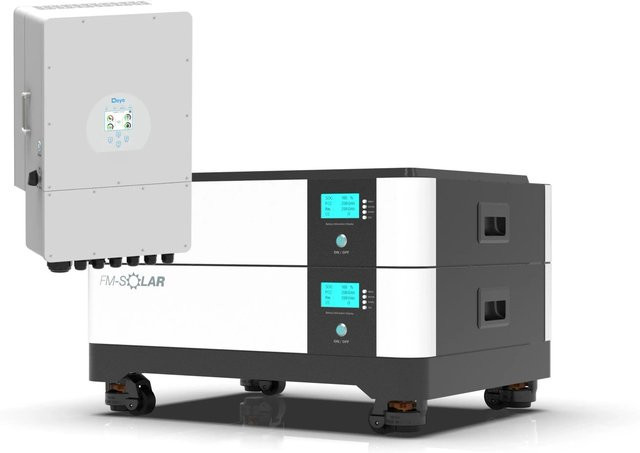 Deye 3-Phasen Hybrid-Wechselrichter On/Off-Grid 12kW mit 20kWh LiFePO4 Stapel-Batteriespeicher in Weiß - Bild 1