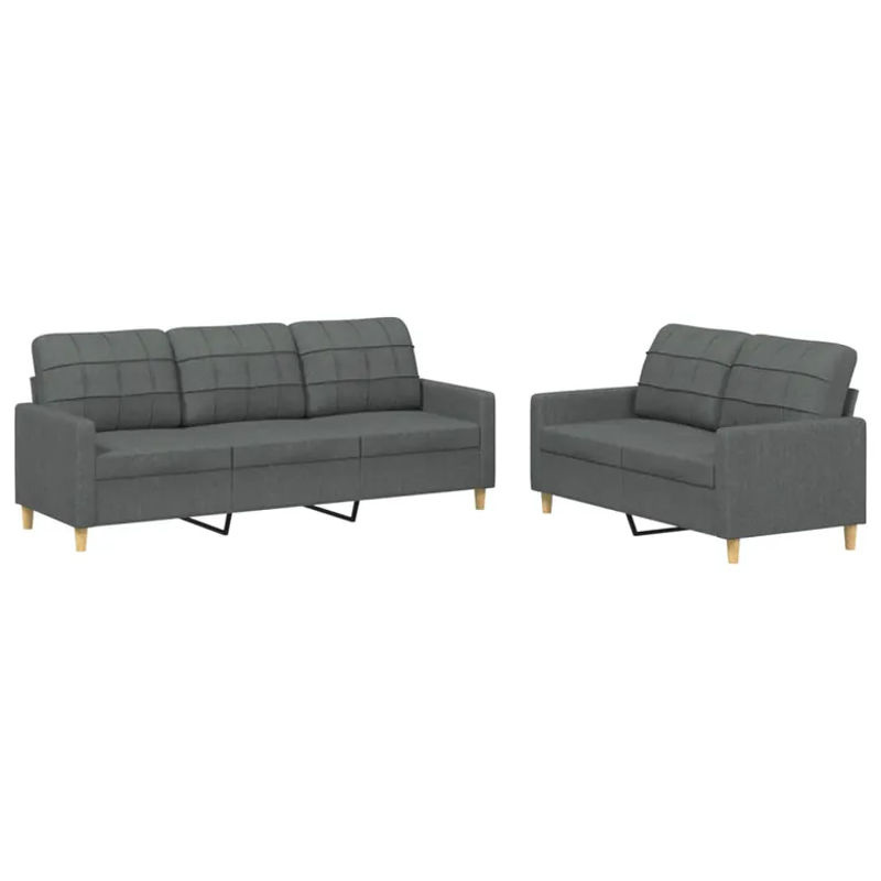 Vidaxl 2-teiliges Lounge-Set aus Stoff und Metall in Grau im modernen Design - Bild 2