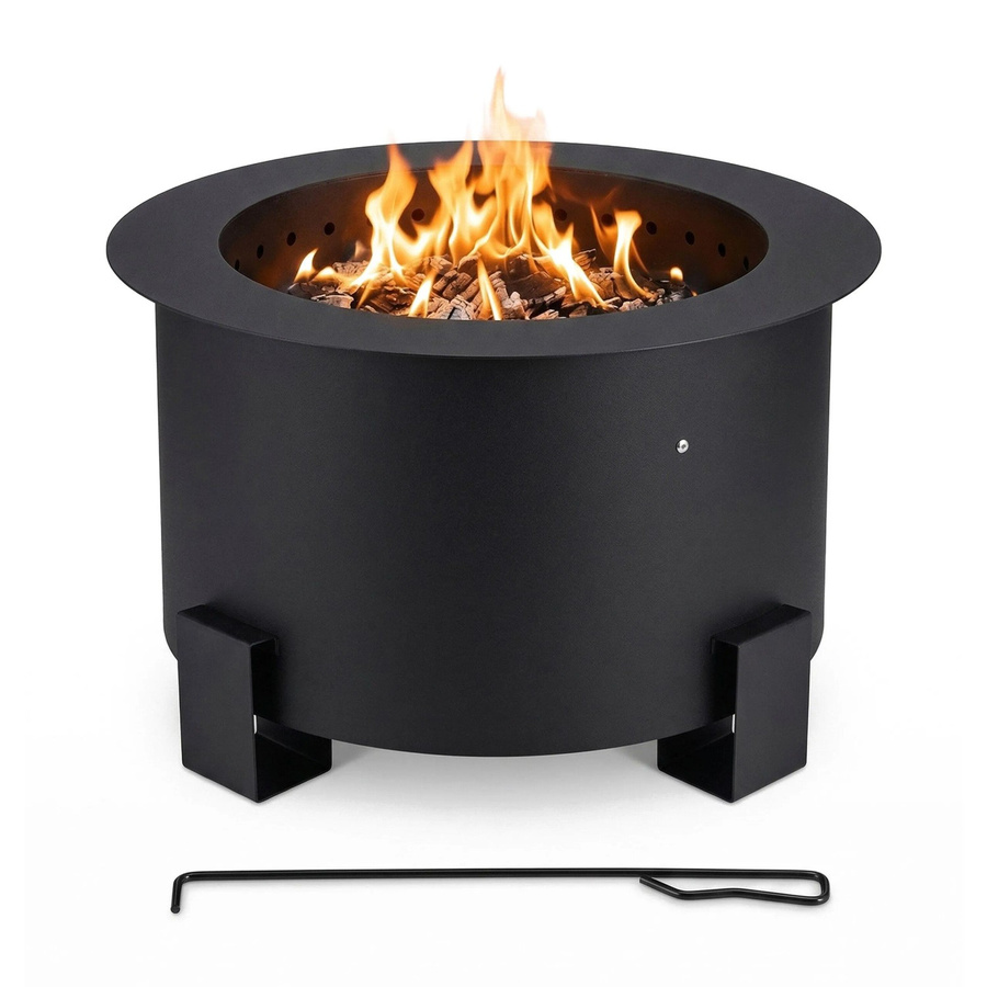 Relaxdays Feuerschale aus Stahl in Schwarz, doppelwandig und raucharm, Höhe: 34 cm, Durchmesser: 56 cm - Bild 2