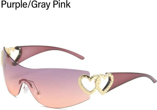 Sternwrap-around Sonnenbrille, randlos, Unisex, lila, Kunststoff - Bild 1