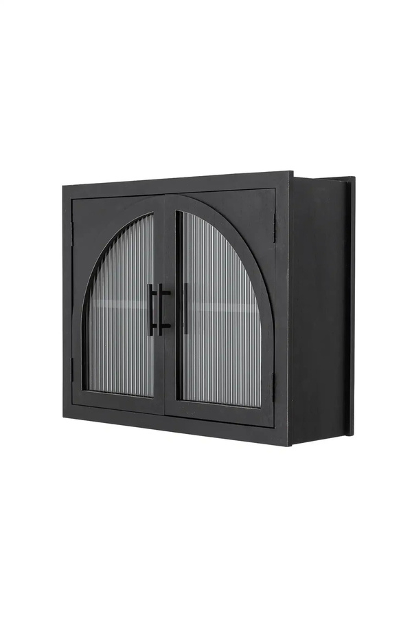 Bloomingville Wandschrank Lario aus Holz und Glas in Schwarz matt - Bild 1