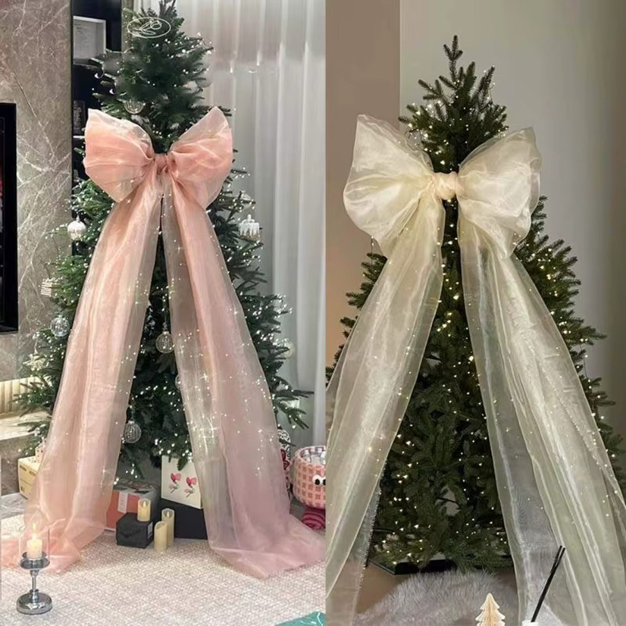 Navida Organza-Schleife als Weihnachtsanhänger für Weihnachtsbaum und Party-Dekoration in Weiß und Pink - Bild 2