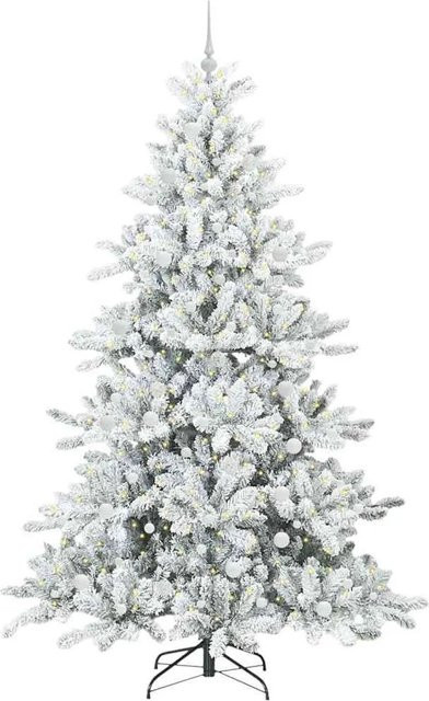 vidaXL Künstlicher Klappbarer Weihnachtsbaum mit 300 warmweißen LEDs aus PVC und Metall, Höhe: 240 cm - Bild 1