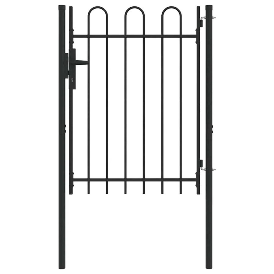 vidaXL Zauntor aus pulverbeschichtetem Stahl in Grau, B: 100 cm, H: 120 cm - Bild 2