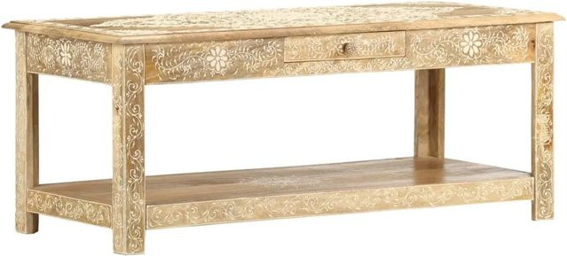 vidaXL Couchtisch aus Mango-Massivholz in Braun im Vintage-Stil, B/T/H: 110 x 50 x 45 cm - Bild 1