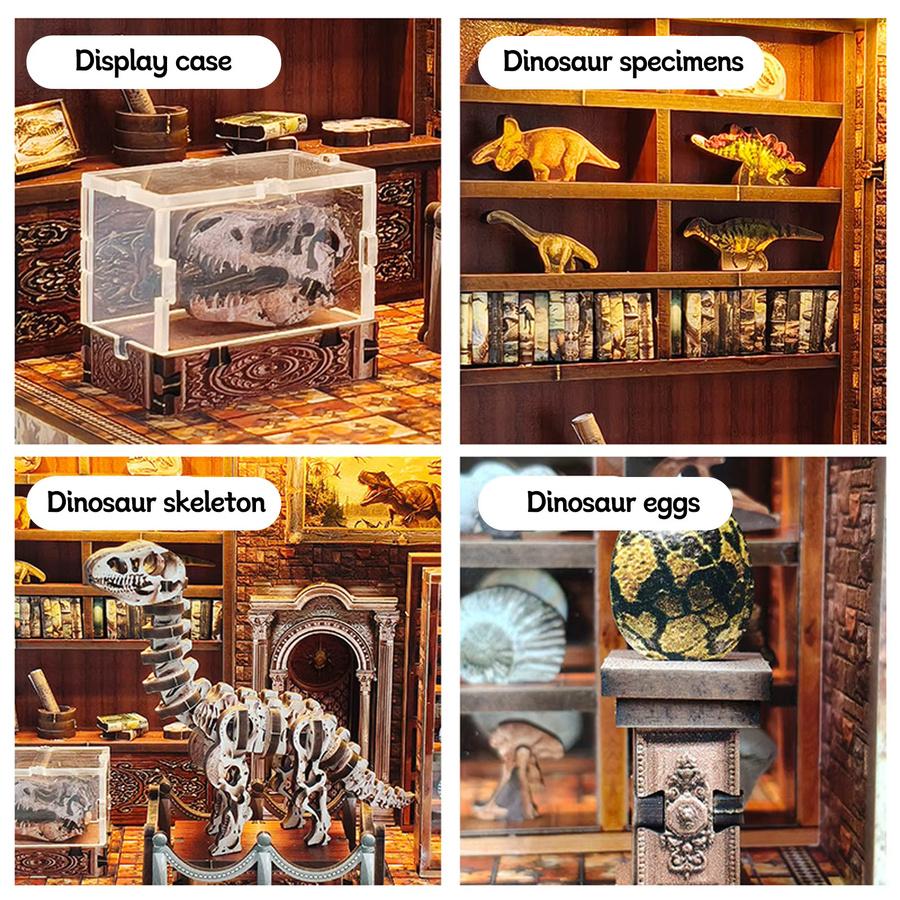 music park Dinosaurier-Labor-Bücherregal, 3D-Holzpuzzle, mit Beleuchtung - Bild 3