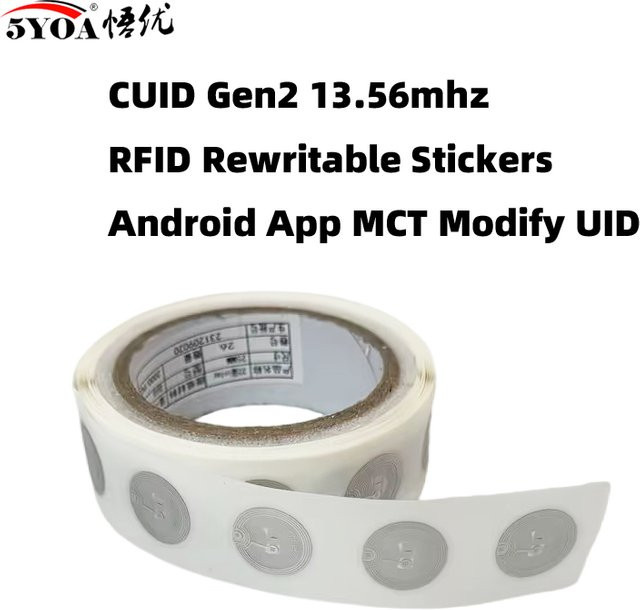 5YOA CUID RFID-Aufkleber 13,56 MHz S50 1K NFC-Tag mit veränderbarer UID, transparent, kompatibel mit Android und MCT Copy Clone - Bild 1