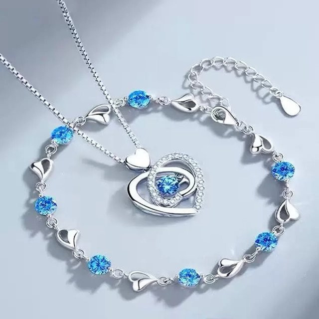 LiHong Schmuck-Set, Halskette und Armband, 925 Silber, Kristall, Damen - Bild 1