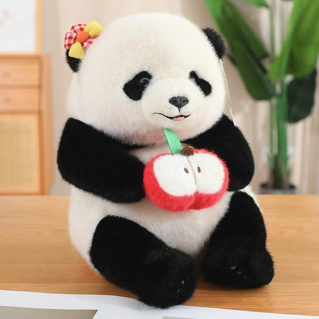 Yivongfang Kleiner Panda Süße Frucht Blume Plüschtier Rucksack Puppe, 36cm - Bild 1