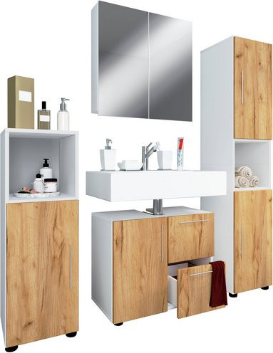 VCM Badmöbel-Set Flandu, 4-teilig, weiß, modern, matt - Bild 1