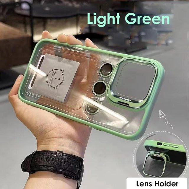Transparente iPhone Schutzhülle mit Metallring und Kamera Glas Schutz in Grau für iPhone 11 bis iPhone 16 Pro Max und Plus Modelle - Bild 1