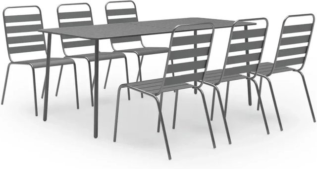 vidaXL 7-teilige Garten-Essgruppe aus Stahl in Anthrazit - Bild 1