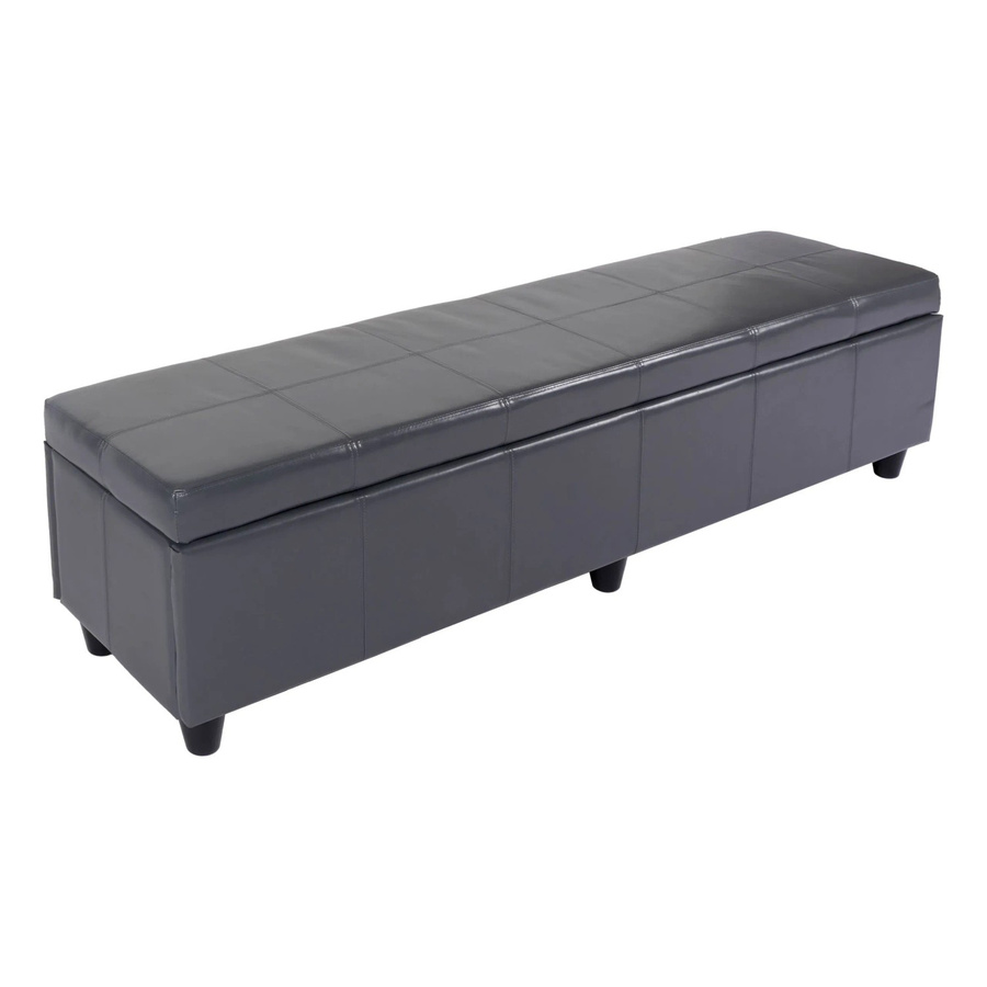 MCW Sitzbank Arezzo XXL mit Aufbewahrung aus Leder in Grau, B/T/H: 180 x 45 x 45 cm - Bild 3