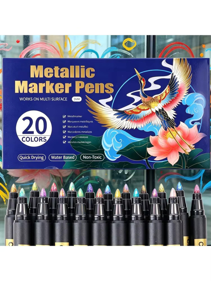 Hopk Permanent-Metallfarbmarker Set mit 20 Farben, wasserfeste Marker für Metall, Gummi und Stoff - Bild 7