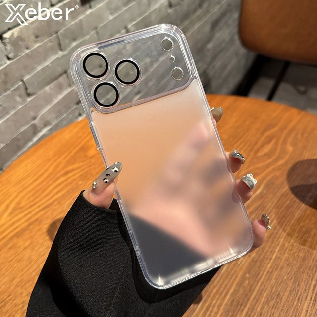 Xeber Handyhülle aus mattiertem Milchglas für iPhone 12 bis 17 Pro Max, transparent/weiß, mit Linsenschutz und stoßfester Abdeckung - Bild 1