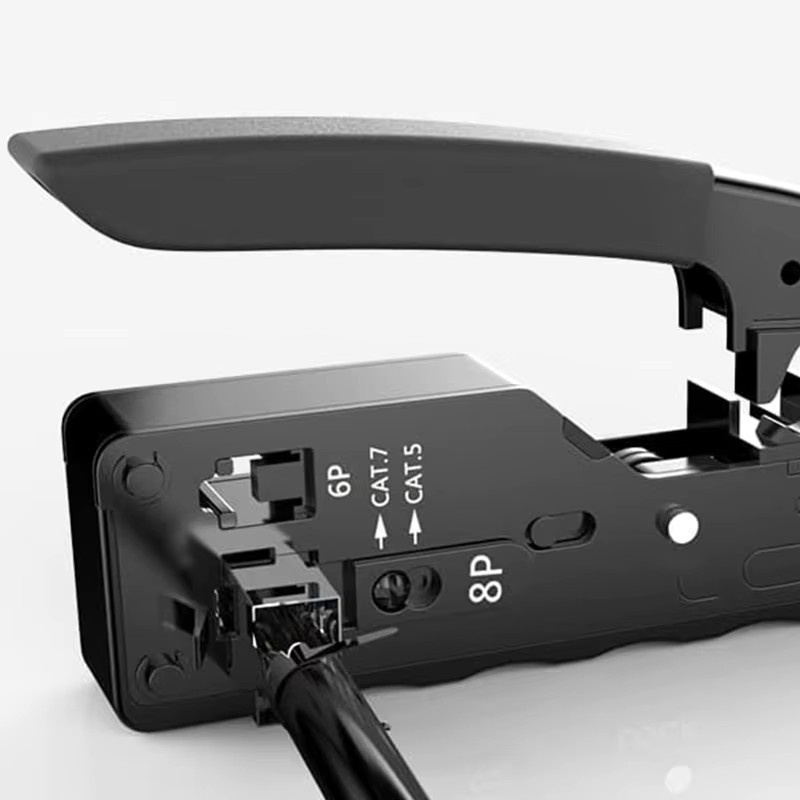 SHOYEE Pass Through Crimp Zange für RJ45 RJ12 RJ11 Ethernet Anschlüsse, Schwarz - Bild 5