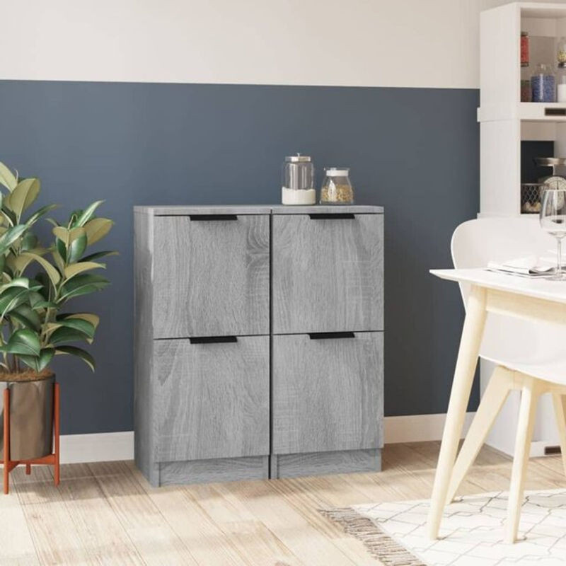 2er-Set Vidaxl Sideboards aus Holzwerkstoff in Grau, modern und minimalistisch, B/T/H: 30 x 30 x 70 cm - Bild 1