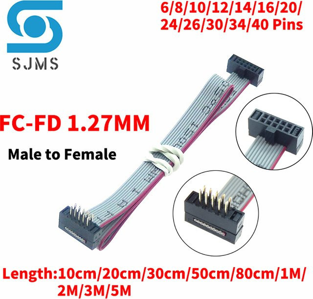 FC-FD IDC Datenkabel mit 1,27 mm Abstand, männlich zu weiblich, grau - Bild 1