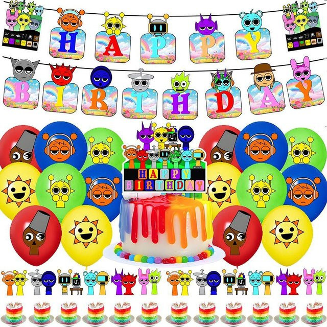 Molia Rhythm Box Sprunki Geburtstagsfeier Dekoration für Kinder aus Papier, Mehrfarbig - Bild 1