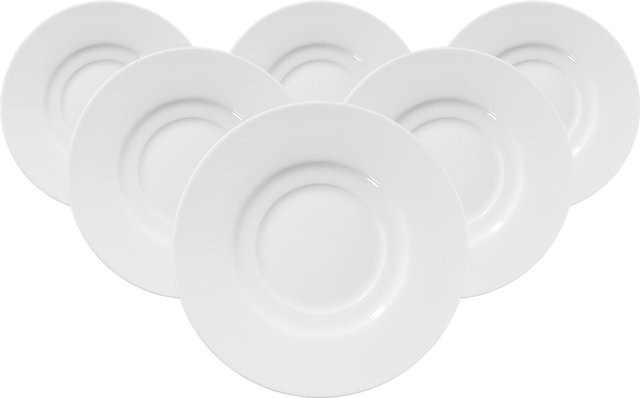 Ritzenhoff & Breker Kaffeeuntertassen Bianco Conico aus Porzellan, Weiß, Durchmesser: 15 cm, 6er Set - Bild 1