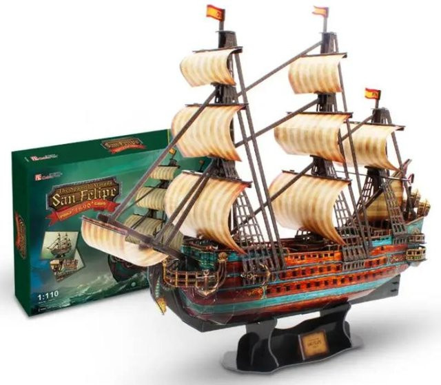 Binchi Keji Travel USS San Philip Spanien, 3D Dreidimensionales Puzzle, Schiffsmodell, beige, ab 12 Jahren - Bild 1