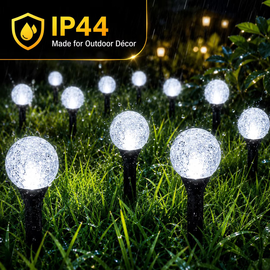 SETONR 20 Stück Solar-Gartenkristalllichter in Transparent und Weiß mit 8 Beleuchtungsmodi, IP44 wasserdichte Außenwegbeleuchtung für Garten, Terrasse und Hof - Bild 2
