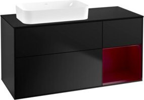 V&B Waschtischunterschrank Finion mit Wandbeleuchtung, Blau Matt Lack, B/T: 120 x 60 cm - Bild 1