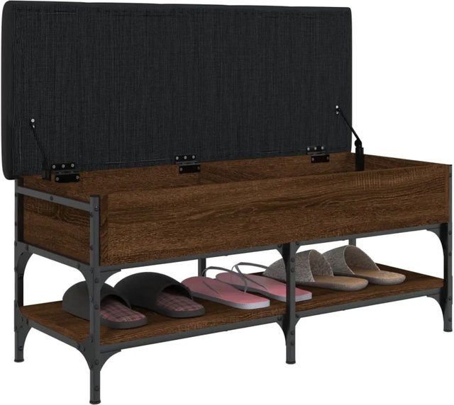 vidaXL Schuhbank Braun in Eichen-Optik aus Holzwerkstoff und Metall, B/T/H: 110 x 42 x 45 cm - Bild 1