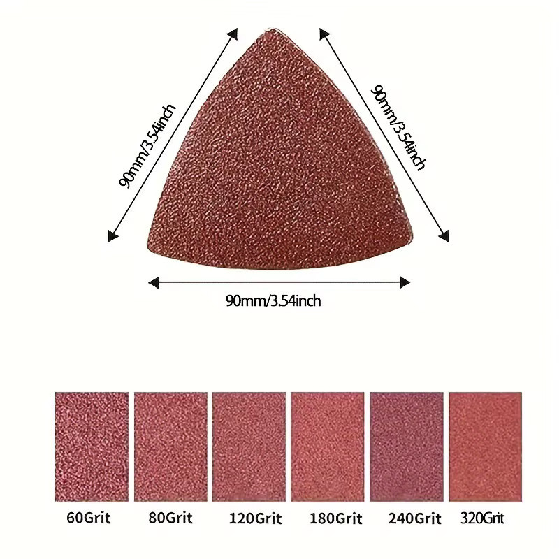 Dreieckiges Klett-Schleifpapier für oszillierende Multi-Tools, Multi-Körnung, Farbe: Braun, Breite: 90 mm - Bild 2