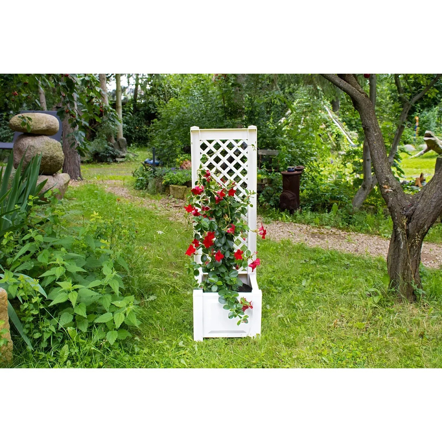 KHW Pflanzkasten mit Spalier für deine Terrasse in Weiß aus Kunststoff - Bild 2
