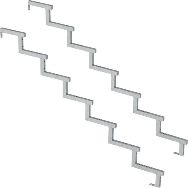 Vinuovo 2er Set Treppenwangen aus verzinktem Stahl für 7 Stufen, Farbe: Silber/Grau, Breite: 119 cm - Bild 1