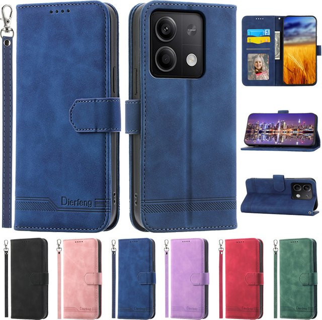 Leder-Brieftasche Schutzhülle für Xiaomi Redmi Note 13, Redmi Note 13 Pro und Redmi Note 13 Pro Plus als Flip-Case in Schwarz oder Blau - Bild 1