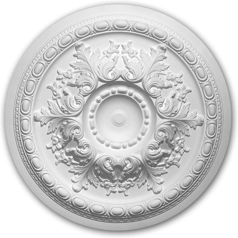 Profhome Decor Medallion Zierelement Rosette im Rokoko Barock Stil, Weiß, Durchmesser: 70,6 cm - Bild 1